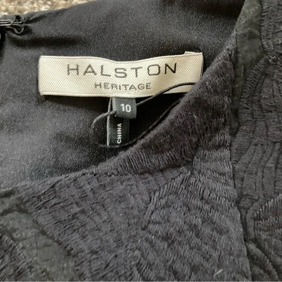 Halston Heritage Dress Sz 10 Evening Collection Black Jacquard Sleeveless NWT - Picture 3 of 7
